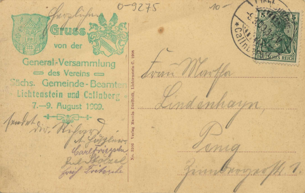 Alter Umschlag mit einem deutschen Stempel von 1909, frankiert zur ├ťbermittlung von ├ľsterreich nach Deutschland am 7. August 1909.