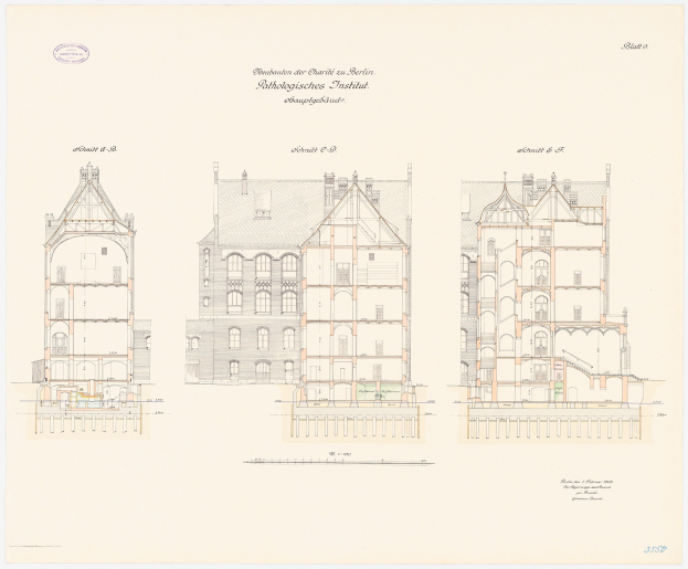 Ein detaillierter architektonischer Plan eines Schulgebäudes mit zahlreichen Fenstern und begleitendem Text auf dem Papier.